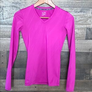 Fuchsia Champion Long Sleeve V-Neck Shirt